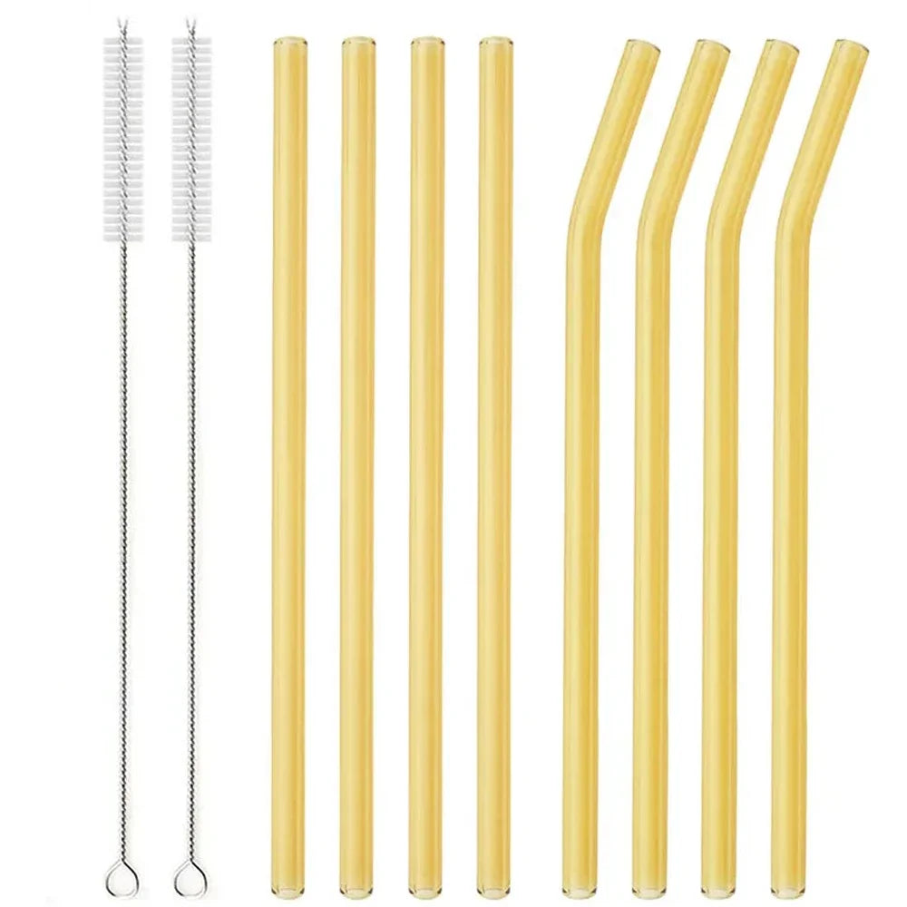Pack 8 Pajitas de Vidrio Reutilizables – Colores y Ecológicas de Vidrio Borosilicato