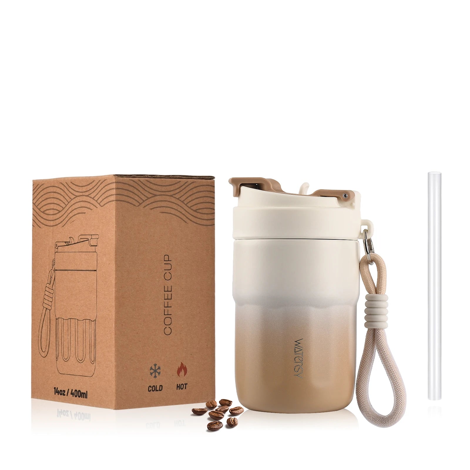 Taza Térmica de Acero Inoxidable  – Con Pajita y Aislamiento al Vacío