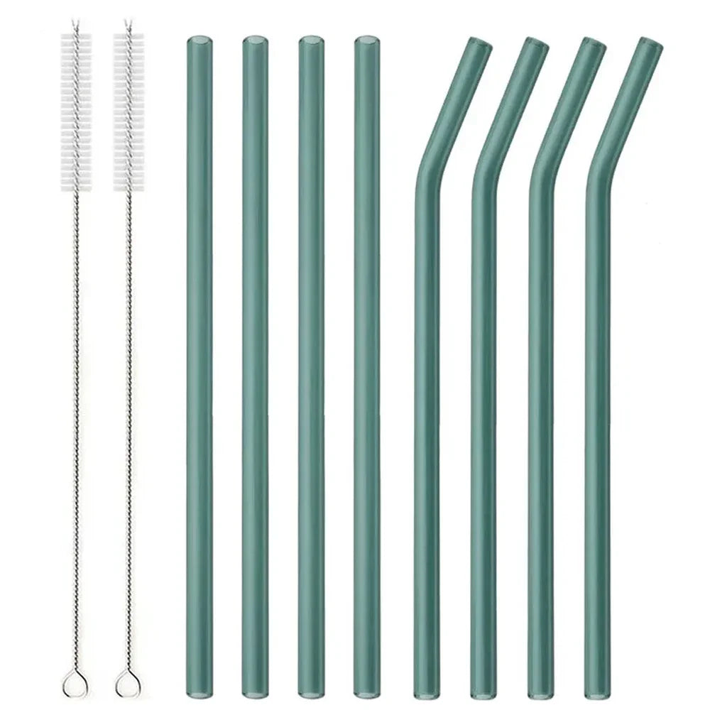 Pack 8 Pajitas de Vidrio Reutilizables – Colores y Ecológicas de Vidrio Borosilicato