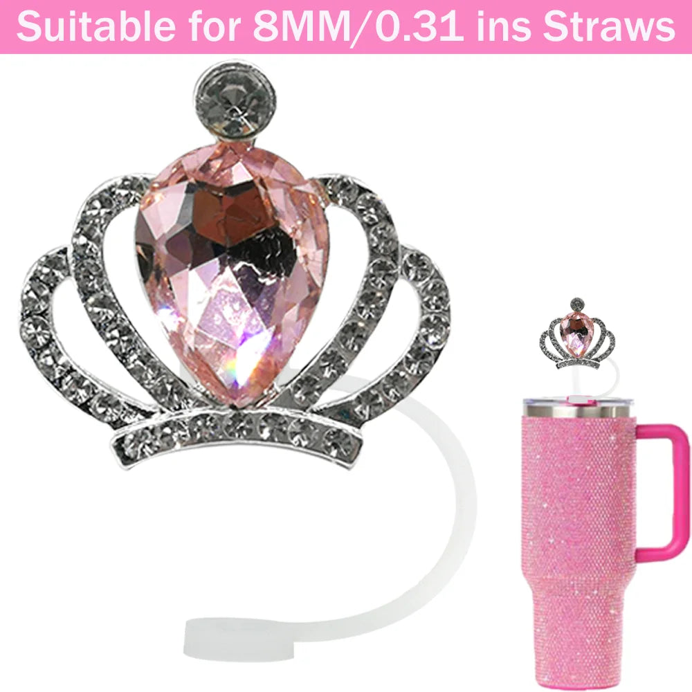 Tapas de Silicona para Pajitas 8 mm – Decoración Cristal Corazón y Mariposa, Antipolvo