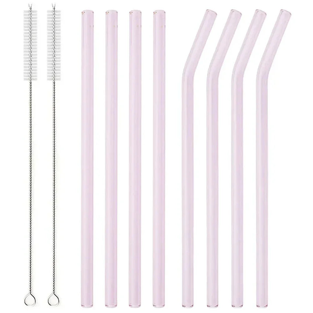 Pack 8 Pajitas de Vidrio Reutilizables – Colores y Ecológicas de Vidrio Borosilicato