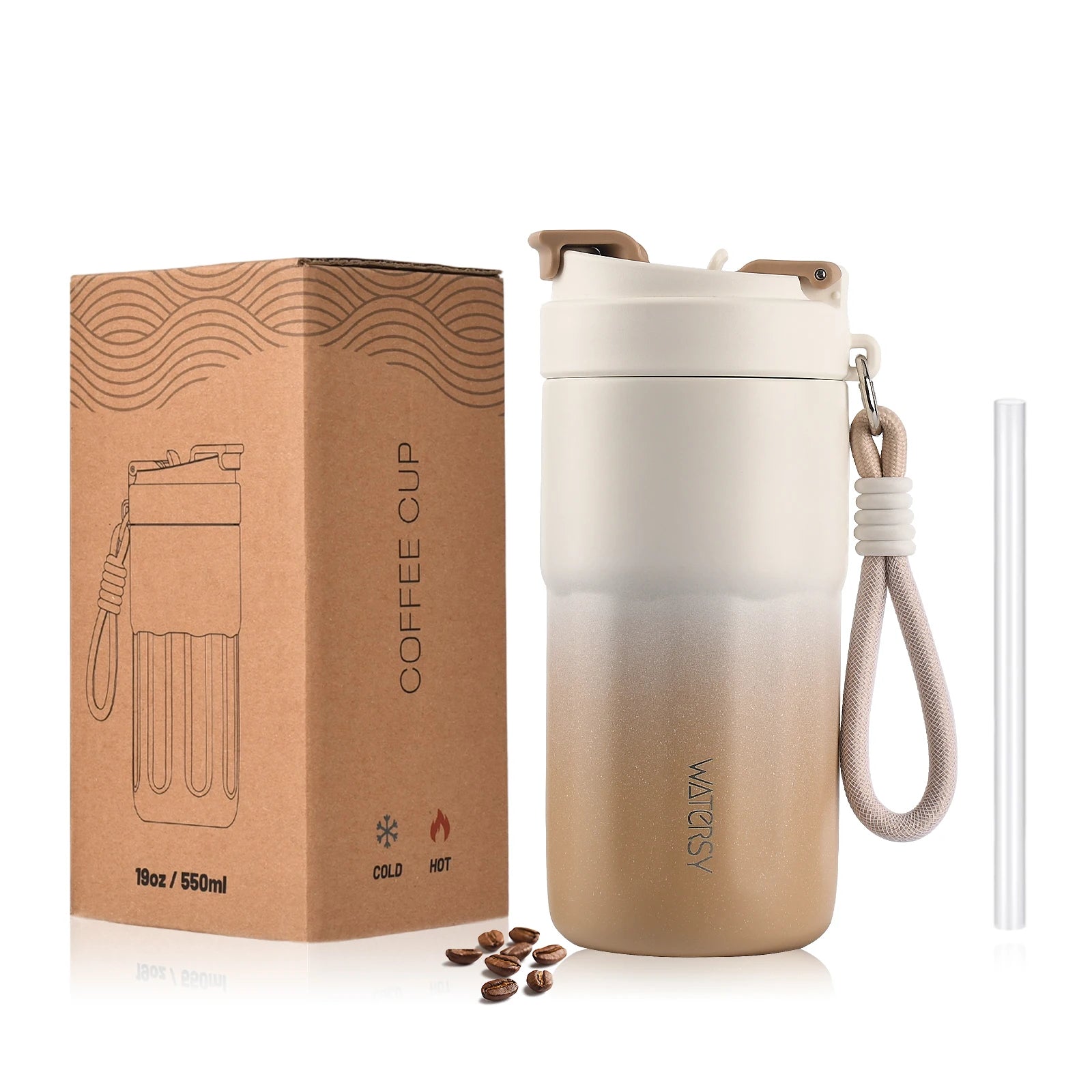 Taza Térmica de Acero Inoxidable  – Con Pajita y Aislamiento al Vacío