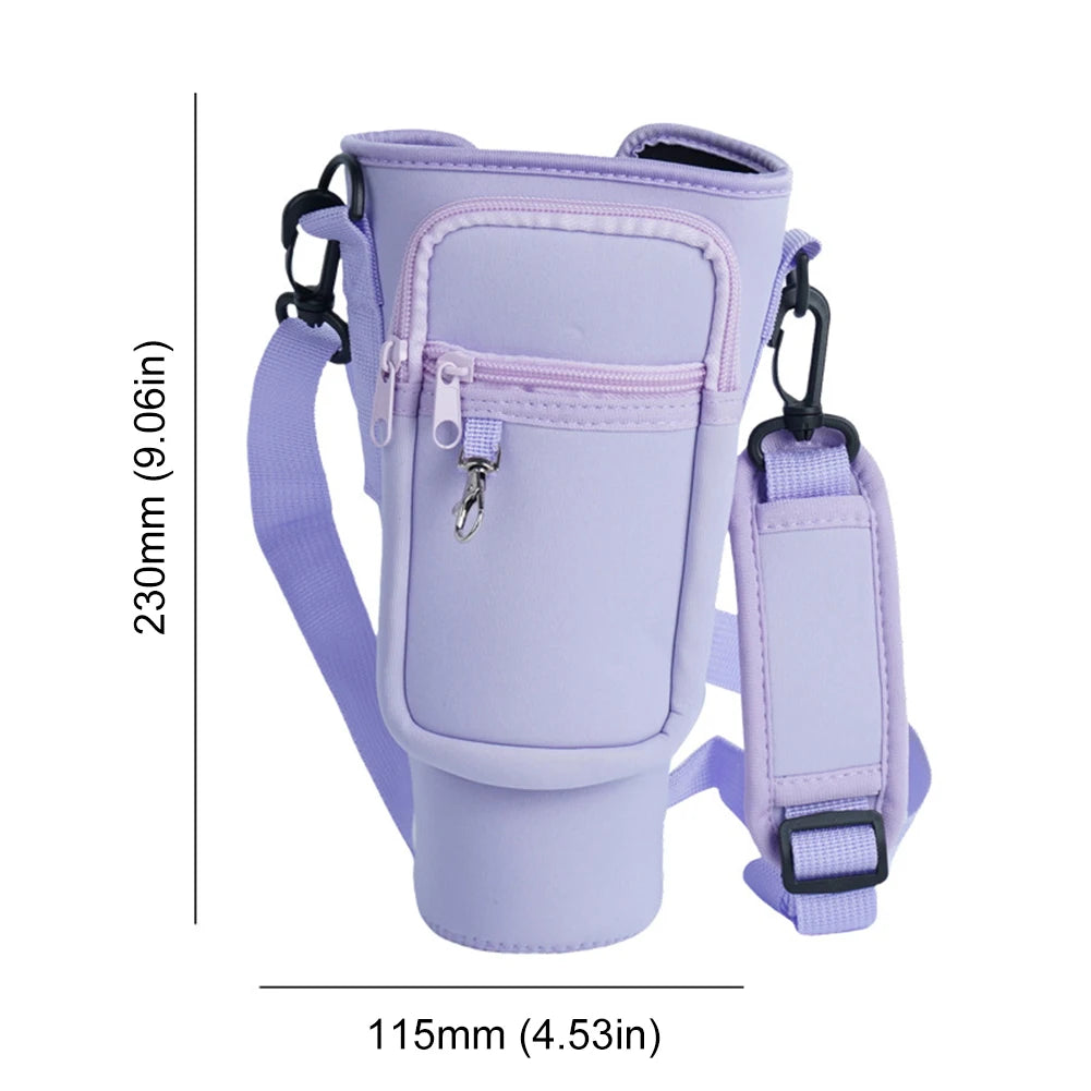 Bolsa Portabotellas de Neopreno con Bolsillo para Móvil – Compatible con Vaso Stanley de 1,2 L con Asa