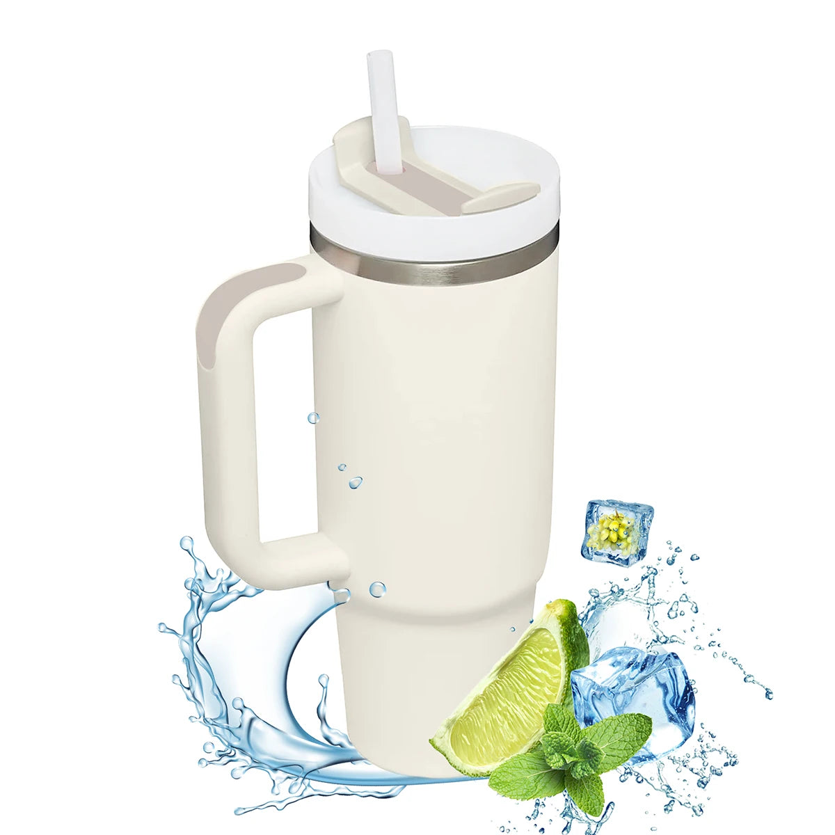 Vaso Térmico con Asa 1,2 L – Acero Inoxidable, Aislante al Vacío para Café y Bebidas Frías