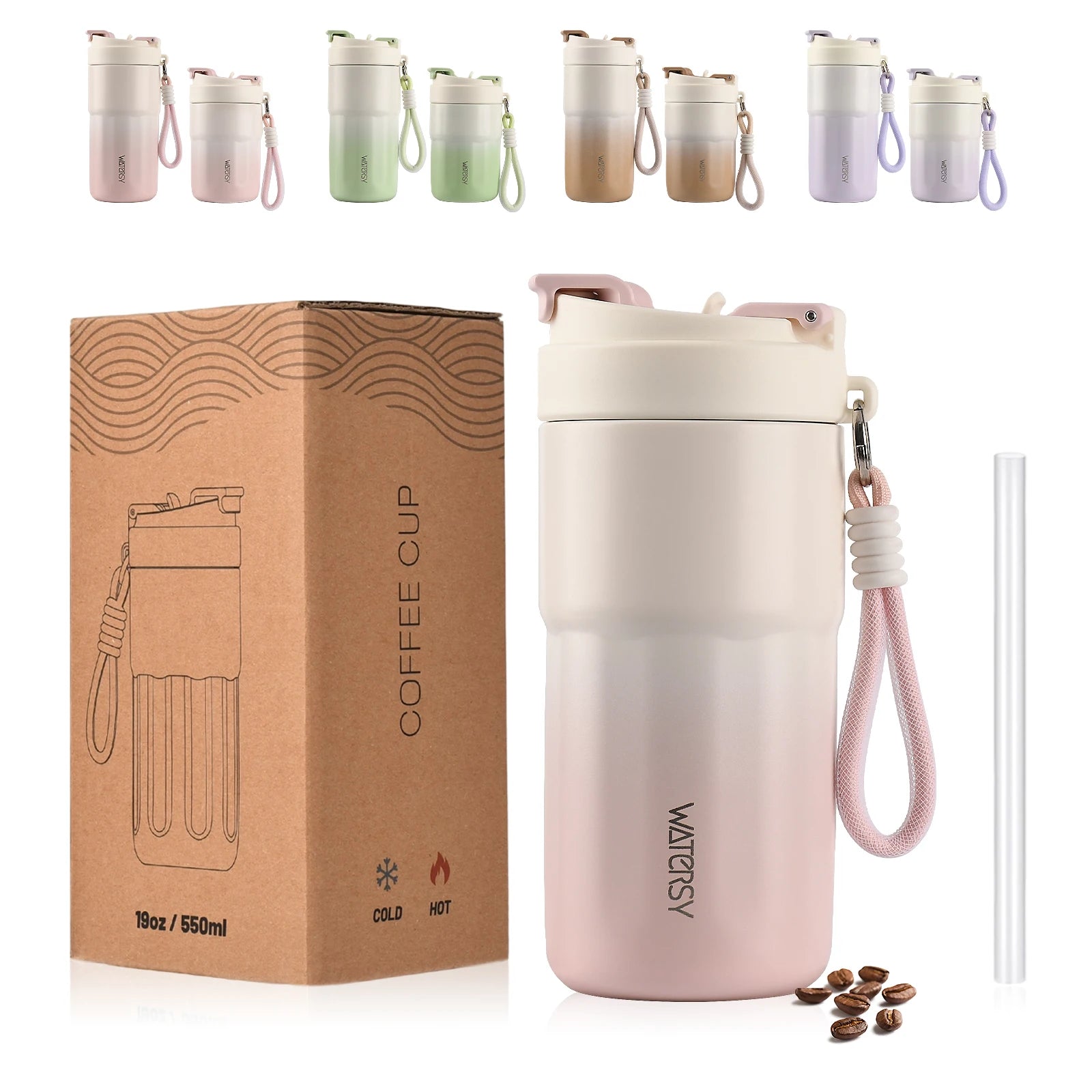 Taza Térmica de Acero Inoxidable  – Con Pajita y Aislamiento al Vacío