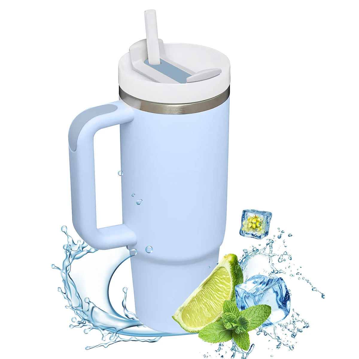 Vaso Térmico con Asa 1,2 L – Acero Inoxidable, Aislante al Vacío para Café y Bebidas Frías