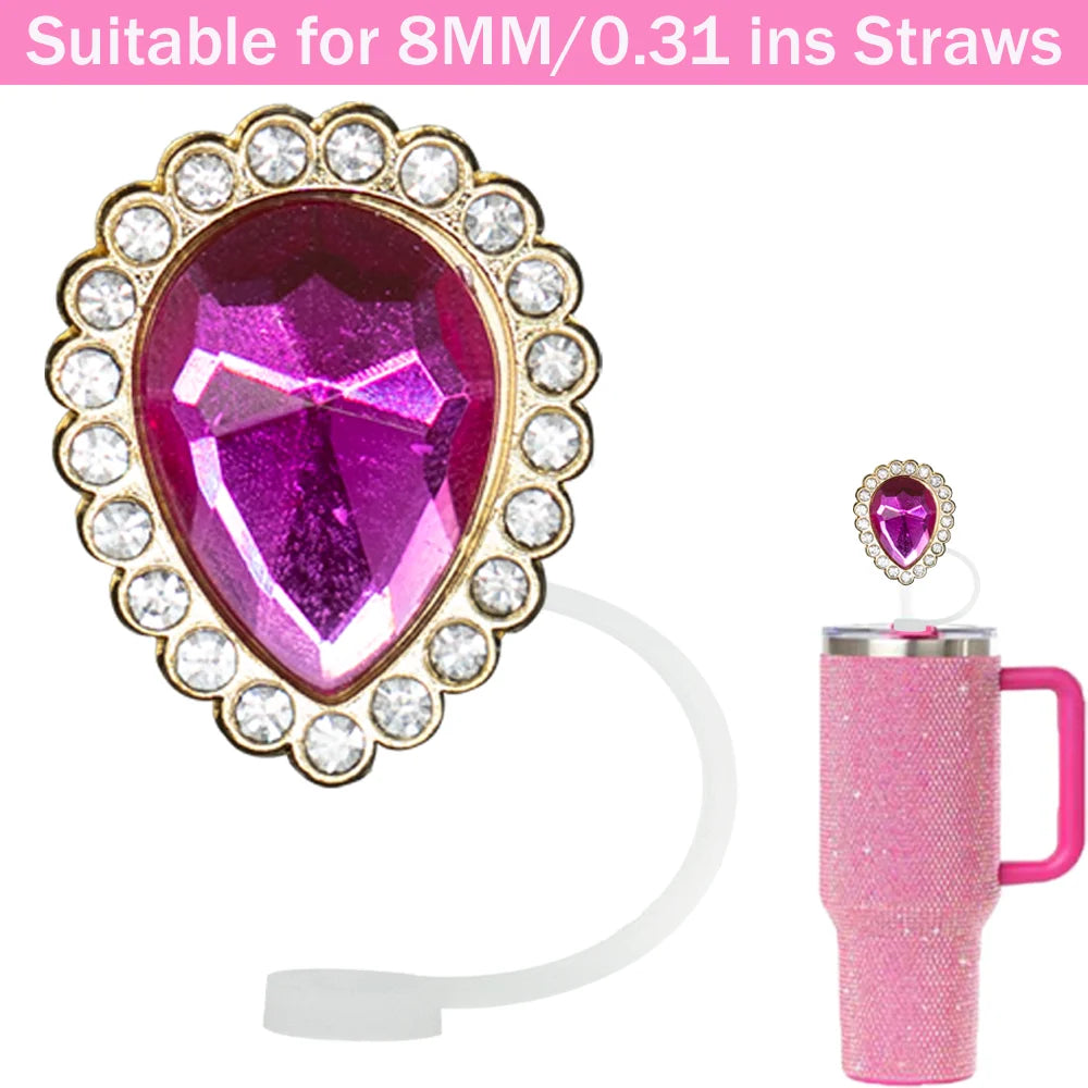 Tapas de Silicona para Pajitas 8 mm – Decoración Cristal Corazón y Mariposa, Antipolvo