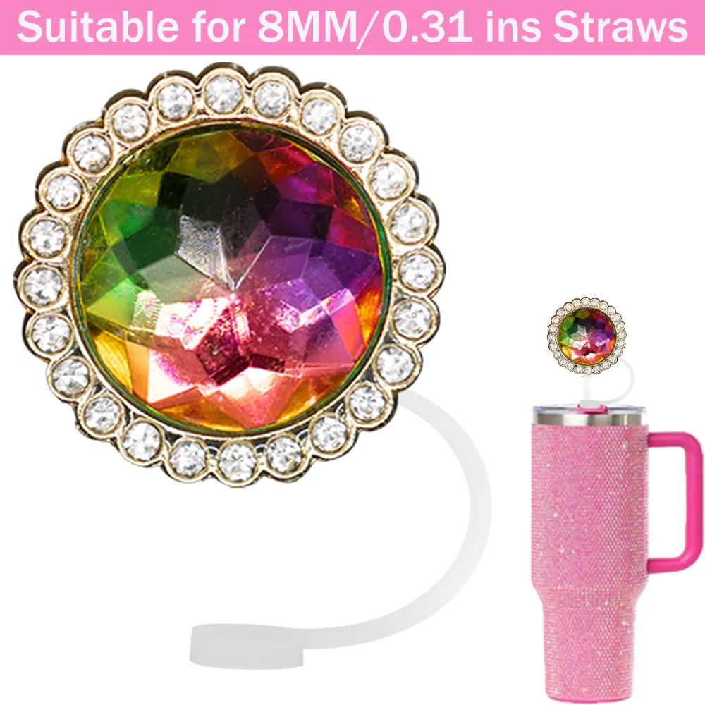 Tapas de Silicona para Pajitas 8 mm – Decoración Cristal Corazón y Mariposa, Antipolvo