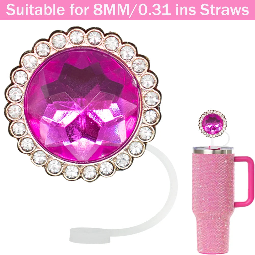 Tapas de Silicona para Pajitas 8 mm – Decoración Cristal Corazón y Mariposa, Antipolvo