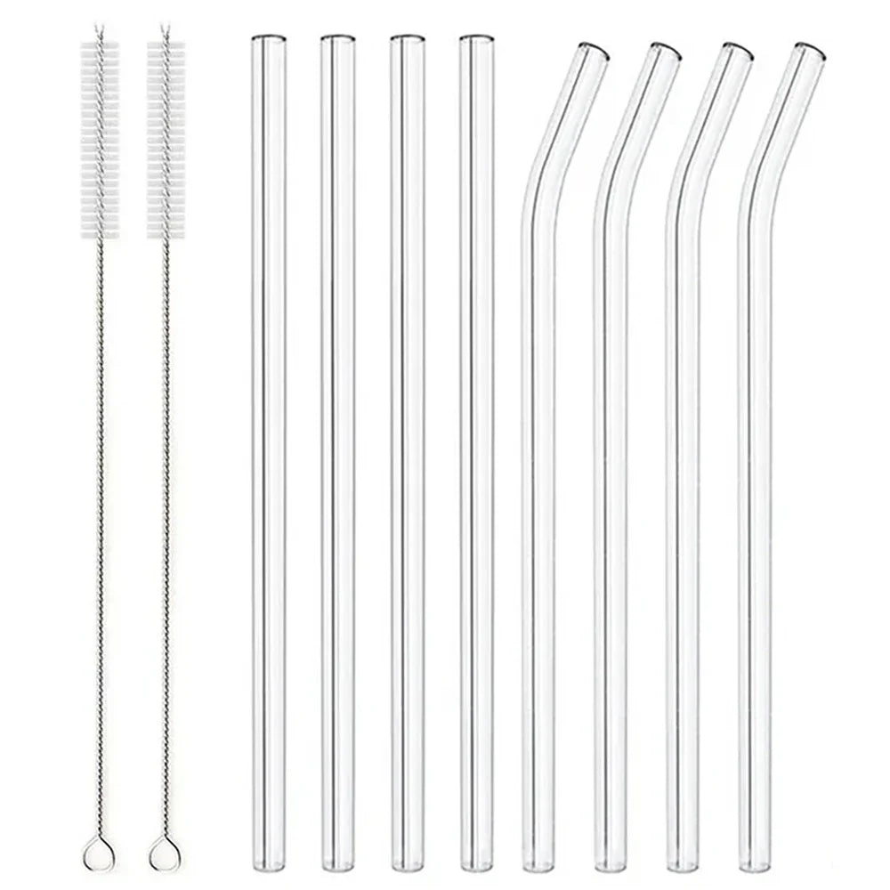 Pack 8 Pajitas de Vidrio Reutilizables – Colores y Ecológicas de Vidrio Borosilicato