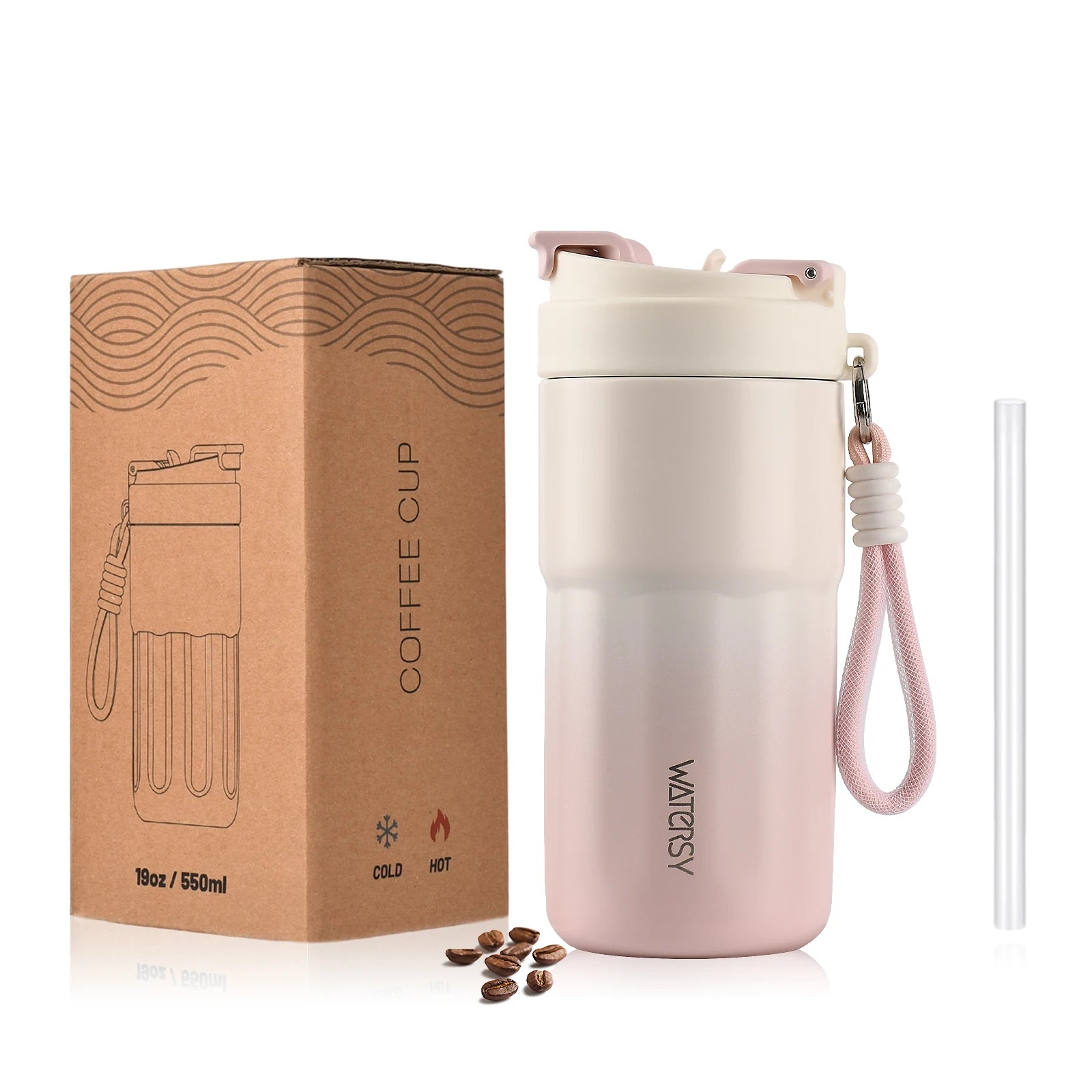 Taza Térmica de Acero Inoxidable  – Con Pajita y Aislamiento al Vacío