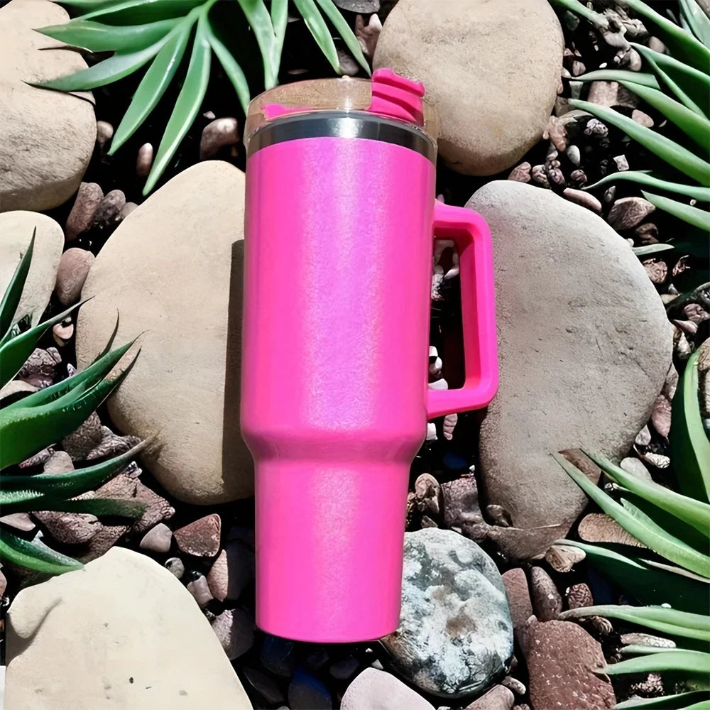 Vaso Térmico de Acero Inoxidable 1,2 L con Asa y Pajita – Diseño Rainbow