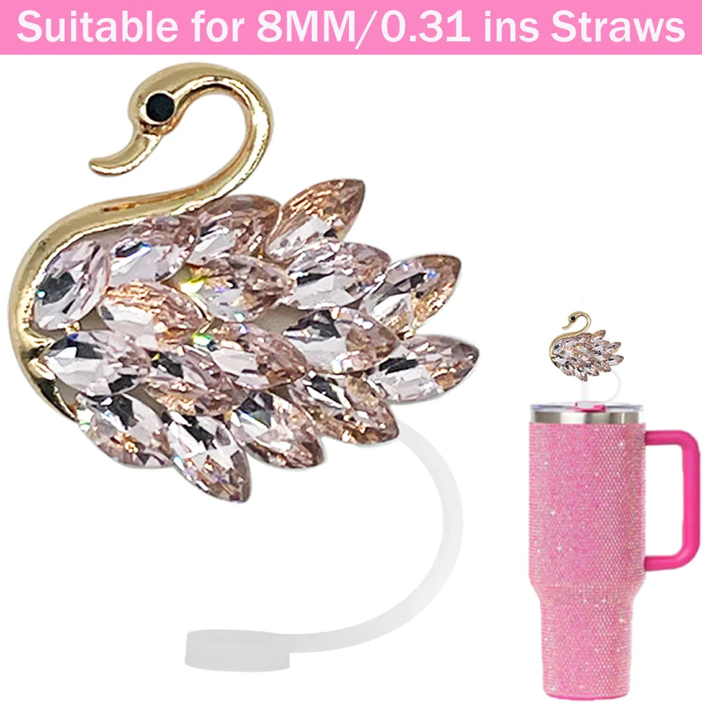 Tapas de Silicona para Pajitas 8 mm – Decoración Cristal Corazón y Mariposa, Antipolvo