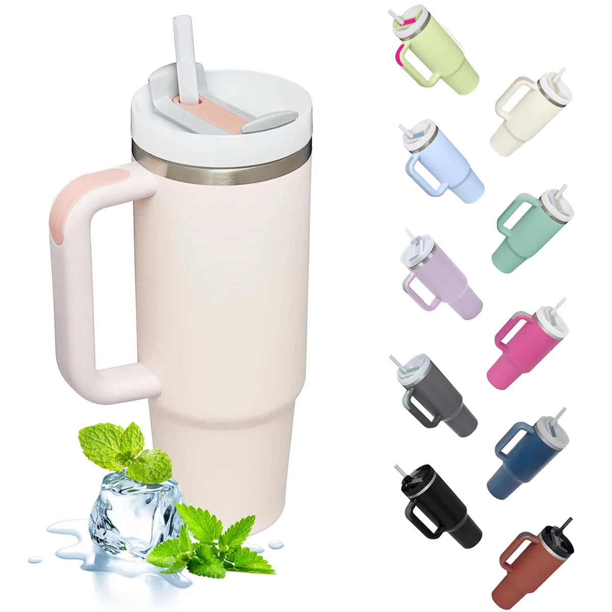 Vaso Térmico con Asa 1,2 L – Acero Inoxidable, Aislante al Vacío para Café y Bebidas Frías