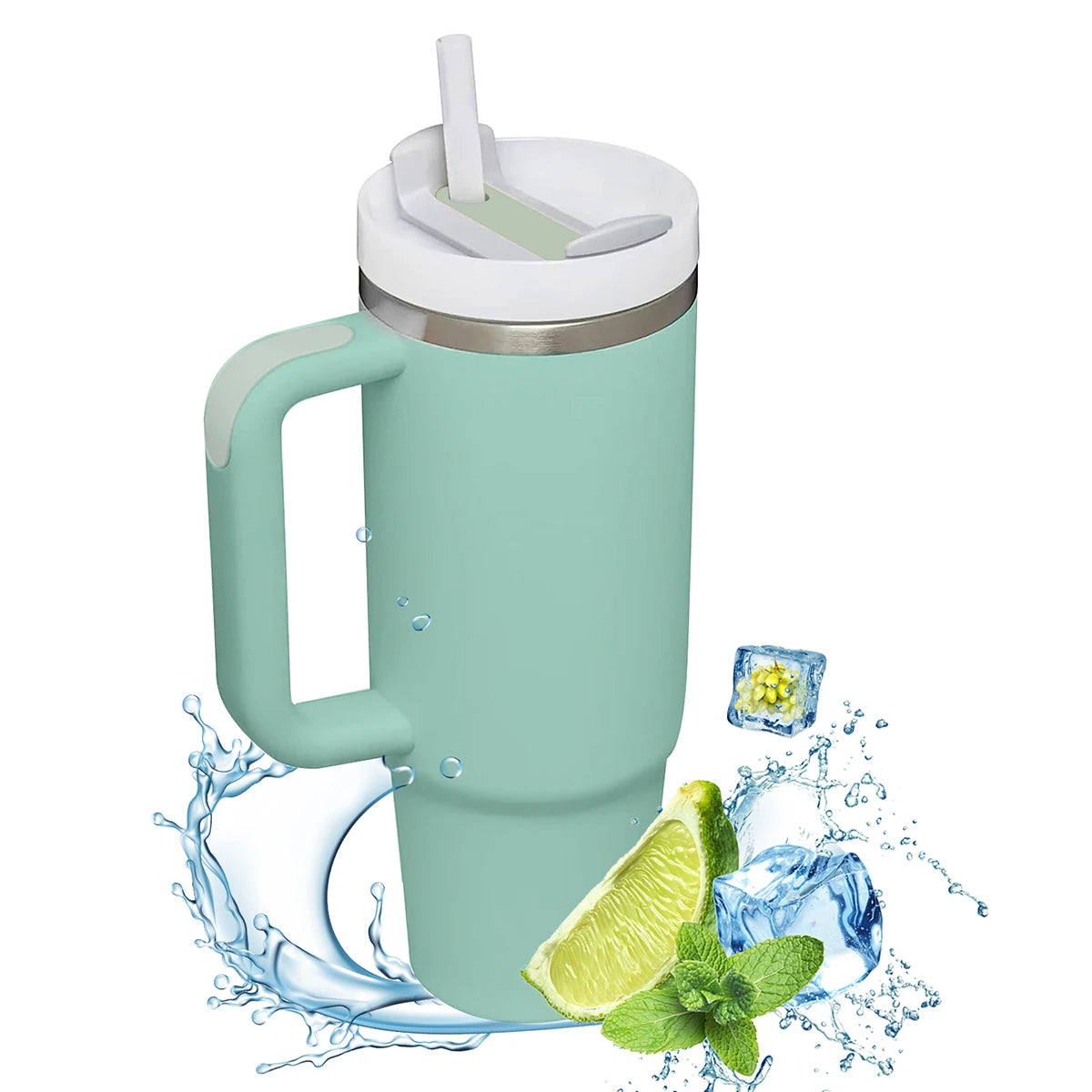 Vaso Térmico con Asa 1,2 L – Acero Inoxidable, Aislante al Vacío para Café y Bebidas Frías
