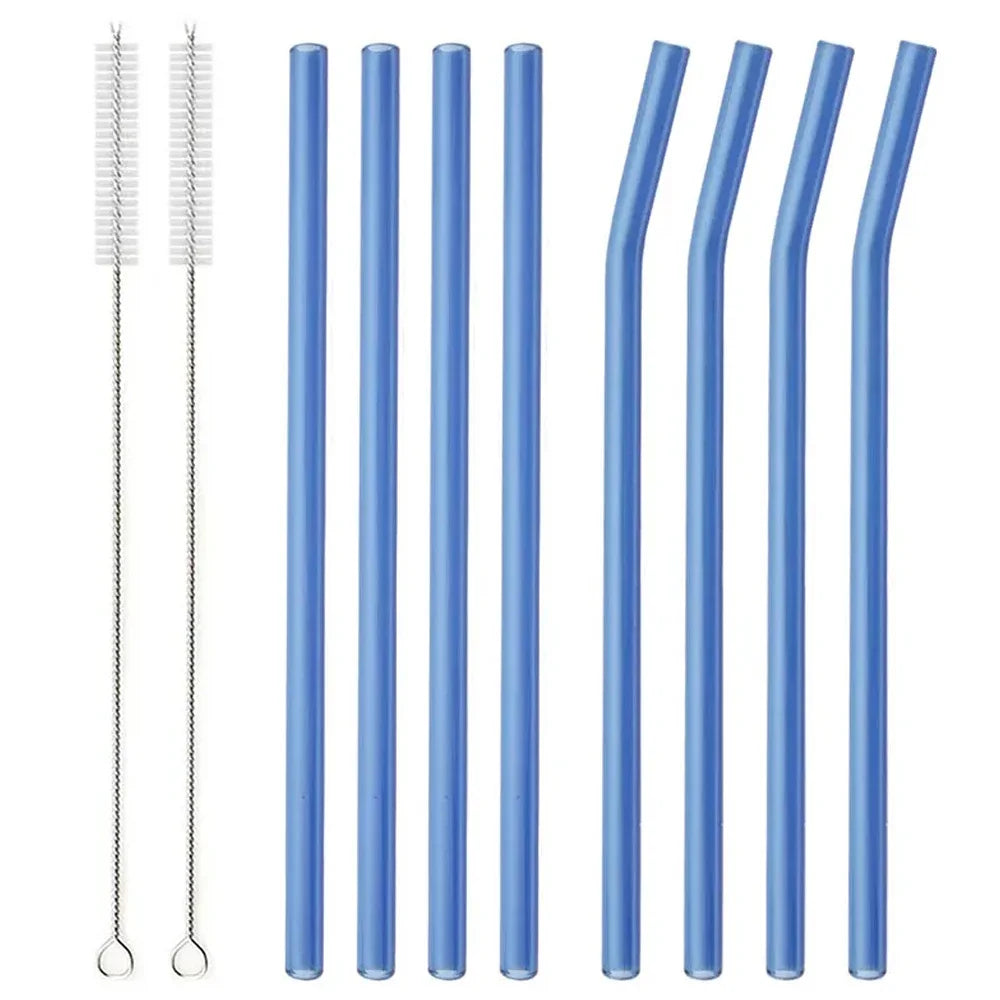 Pack 8 Pajitas de Vidrio Reutilizables – Colores y Ecológicas de Vidrio Borosilicato
